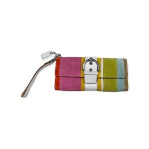 Coach Wristlet Bag Suede Multicolor